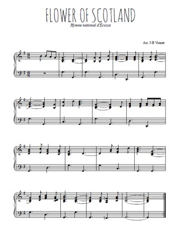 Téléchargez l'arrangement pour piano de la partition de Flower of Scotland en PDF